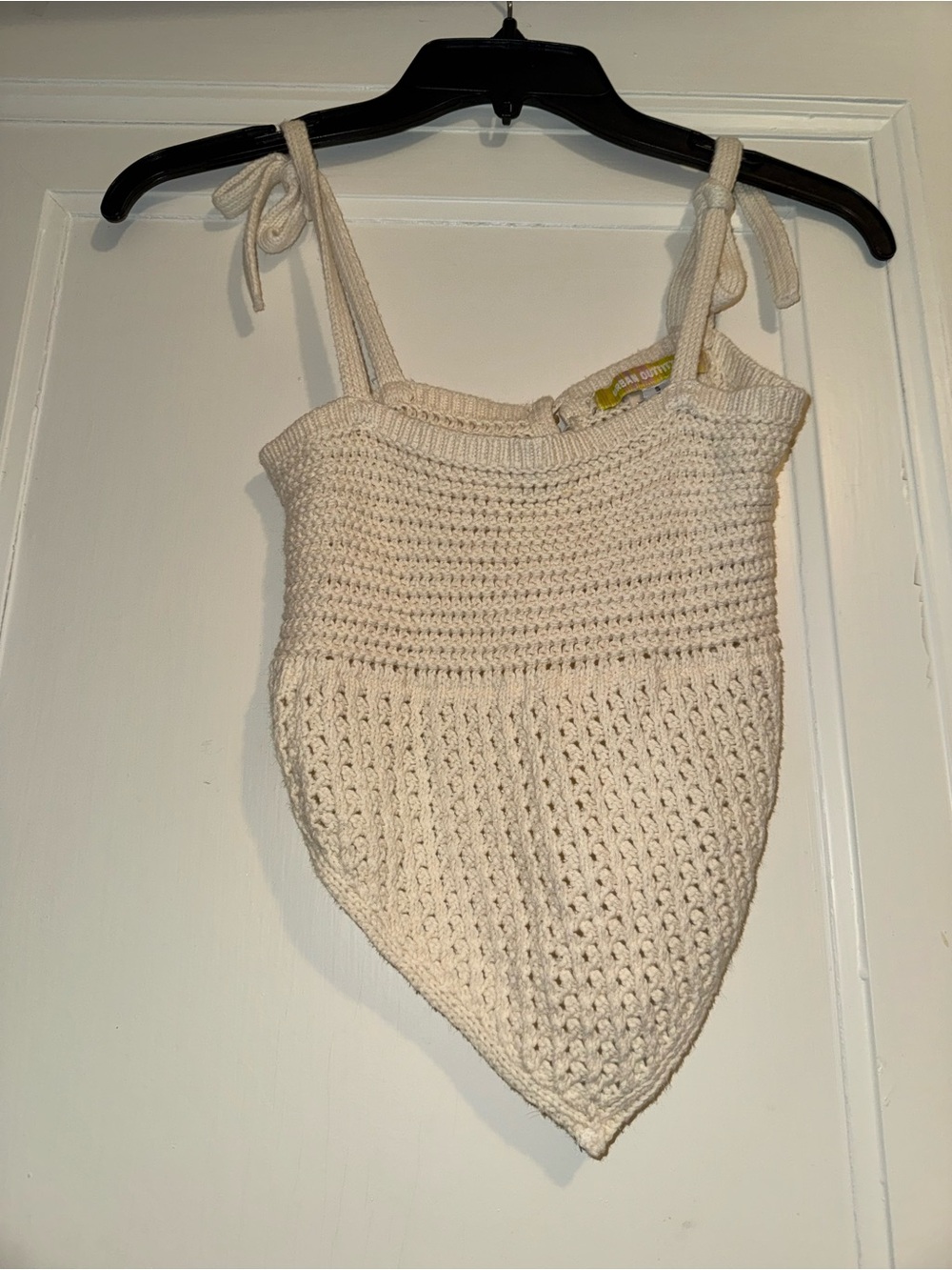 Urban Outfitters Cream Crochet Tie Strap Handkerchief Top S